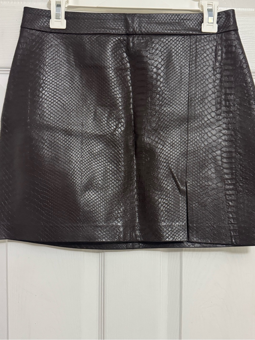 Wilfred Black Faux Snakeskin Mini Skirt
